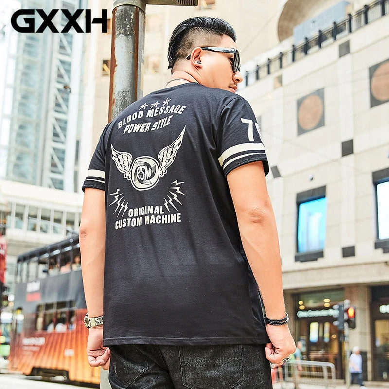 GXXH 2021 Новые мужские футболки больших размеров летние 5XL 6XL 7XL с круглым вырезом и