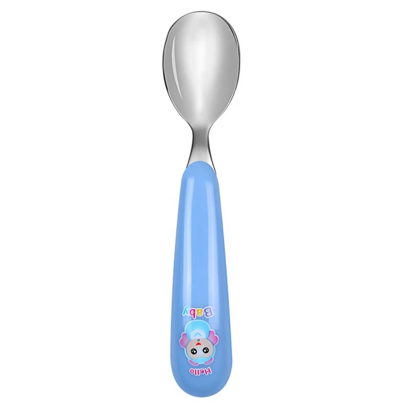 Child Toddler Cute Cartoon Cutlery Stainless Fork Spoon Infant Baby Feeding Utensils Infant Food Feeding Spoon Fork