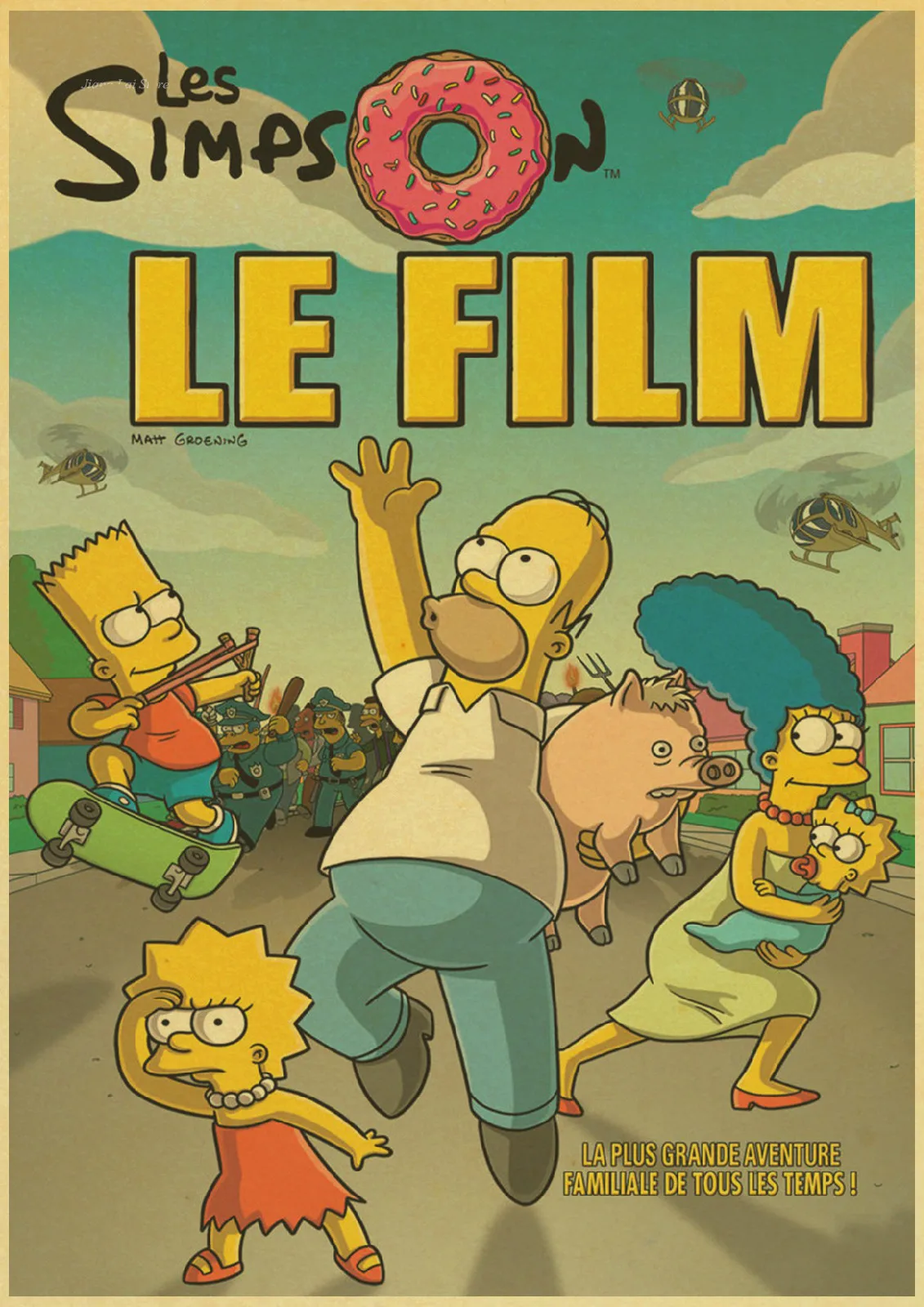 Винтажный бумажный постер Мардж Лиза Мэгги SimpsonsHomer Джей Симпсоны картина на