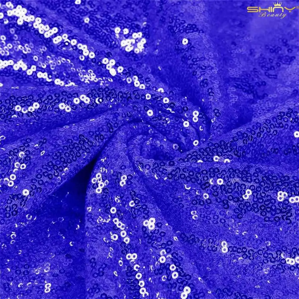 Royal Blue Розовое золото/темно-синий/красный/розовый/черный 4 фута(125 см) Ширина блесток ткань материал на 5 ярдов для платья/обуви/свадьбы/party-C0813 - Цвет: Royal Blue