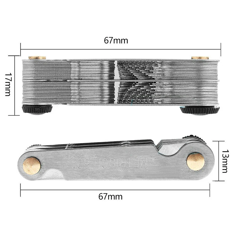 

52 Blades Stainless Steel Blade Gage Angle 60 Degree Metric 55 Degree Screw Thread Imperial Tap Pitch Inspection Measuring Tool