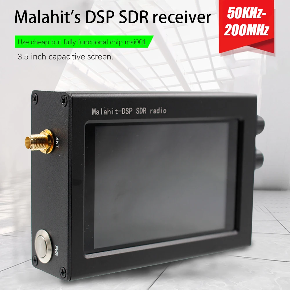 

Беспроводной приемник SDR 1,10c 50k-2 ГГц, малахит с 3,5-дюймовым сенсорным ЖК-экраном, анализатор спектра DSP, шумоподавление