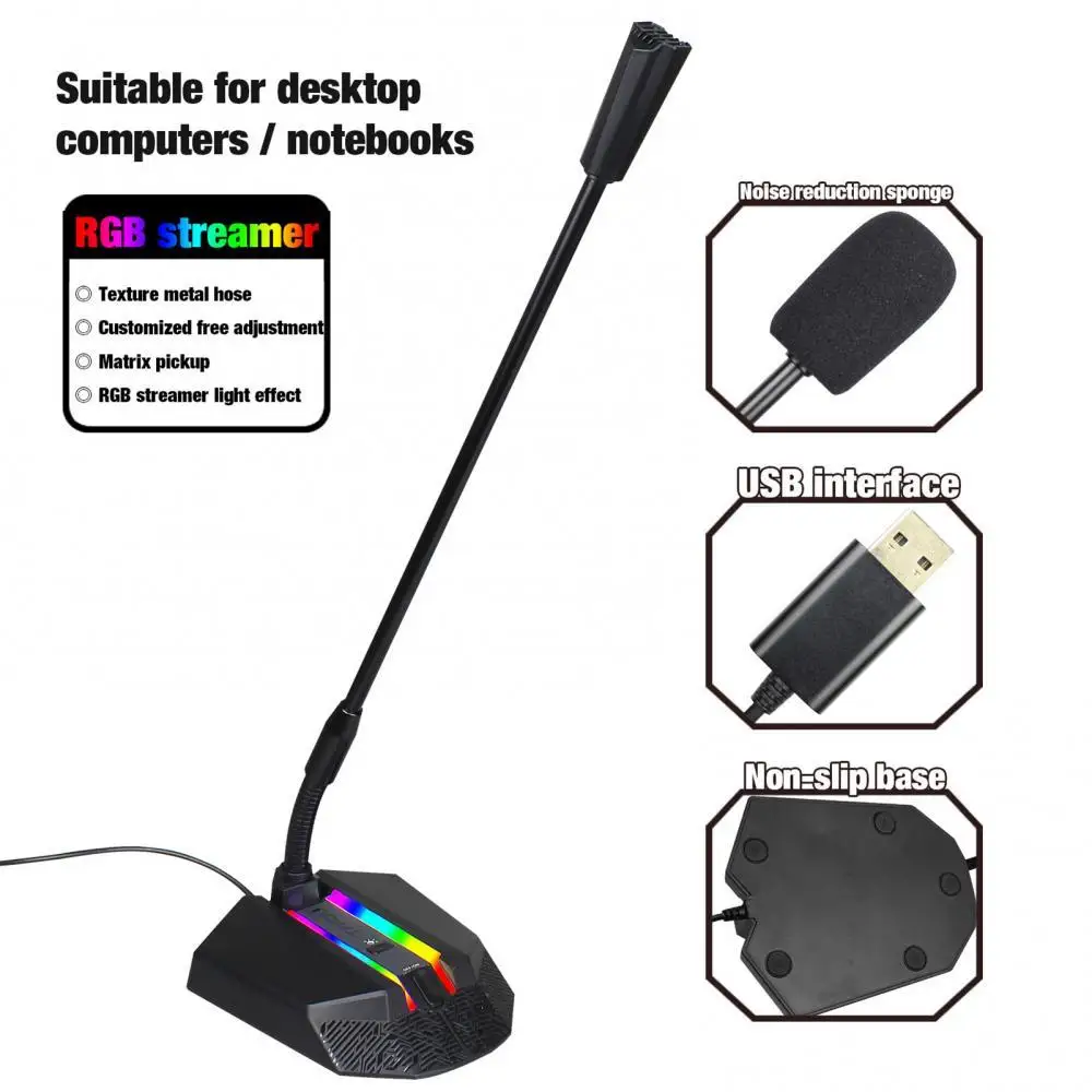 

Gaming Chatting Noise Reduction Light flexible USB Microphone Driver-free Voice Chat Video Conference for PC Computer Notebook