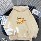 Женские толстовки Kawaii Pikachu в стиле покемон аниме мультфильмы Харадзюку повседневная одежда женская новая осенне-весенние пуловеры толстовки с капюшоном