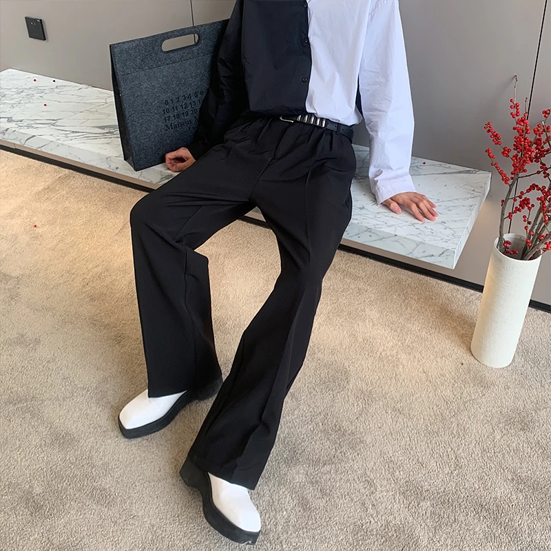 

IEFB Khaki Draping Wide Leg Pants Men's Straight Baggy Trousers Casual Pants Trend 2021 Spring Summer New Suit Pants 9Y6292