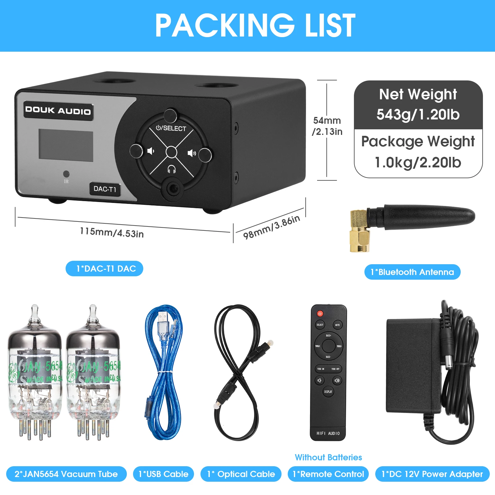 Усилитель для наушников Douk Audio HiFi JAN5654 USB ЦАП Bluetooth 5 0 приемник S/PDIF D/A 24 бит/192 кГц |