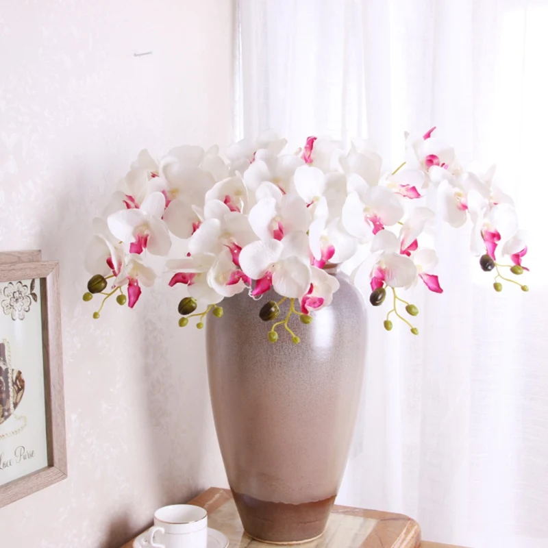 

7 Heads Artificial Flowers High Quality 3D Butterfly Orchids Vases for Home Decor Bedroom Table Setting Wedding Decorative