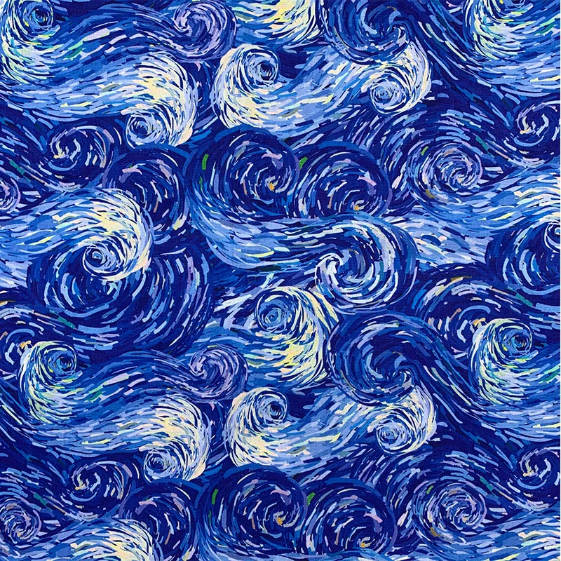 

Y.Zhe Beautiful 100% Cotton Fabric Blue Bottom Sea Wave Pattern Digital Printing Sewing Material Children Fabric Diy Shirt