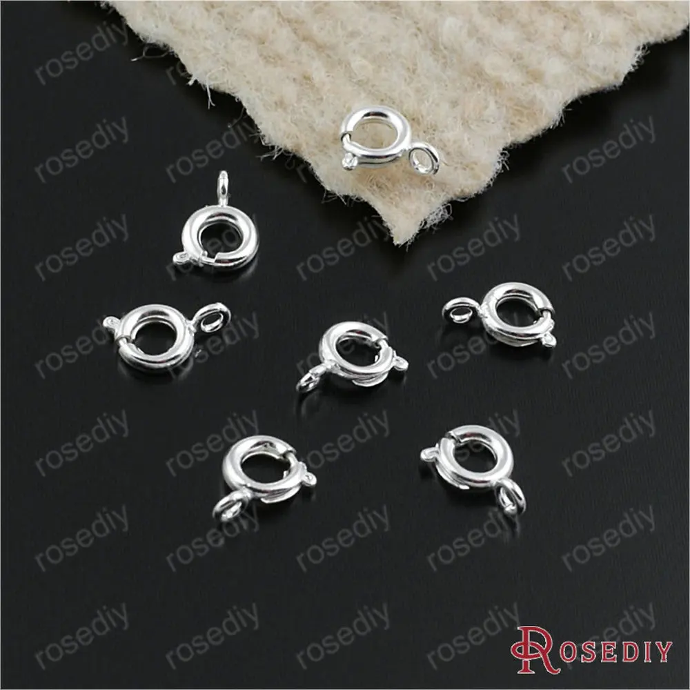 Оптовая продажа 6 мм имитация родия круглые медные застежки-карабины фурнитура