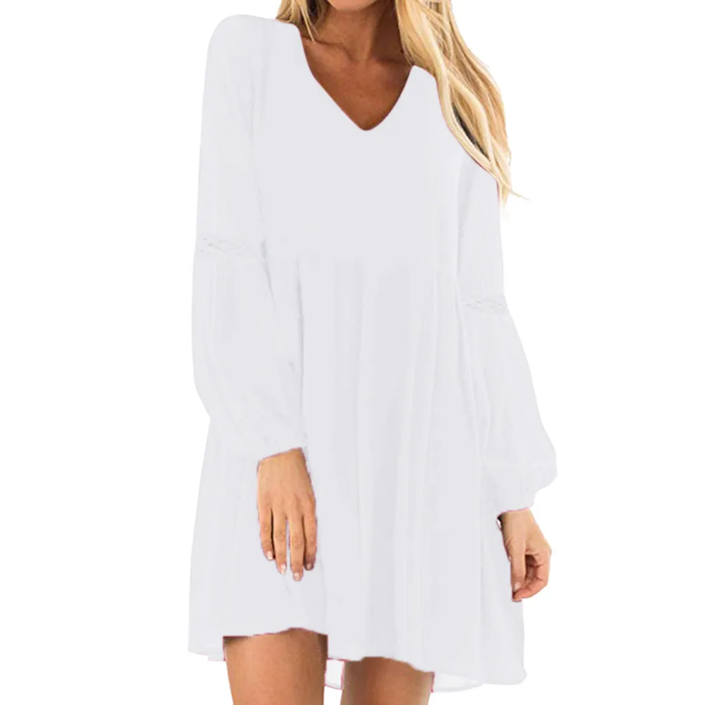 Женское платье с v образным вырезом повседневные свободные Вечерние Платья