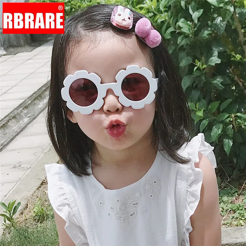 RBRARE солнечные очки в форме цветка для детей яркие цвета милые круглые вогнутые