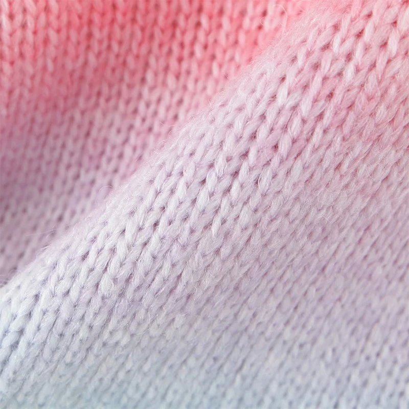 

YENKYE New Fashion Women Gradient Rainbow Knit Cardigan Outerwear Female Long Sleeve V Neck Crop Sweater Mujer Autumn Tops