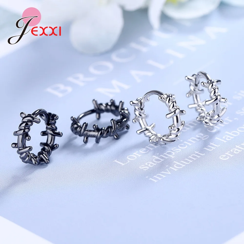 

New Trendy Women Men 925 Sterling Silver Twist Hoop Earrings Punk Style Birthday Party Jewelry Gifts Top Sale