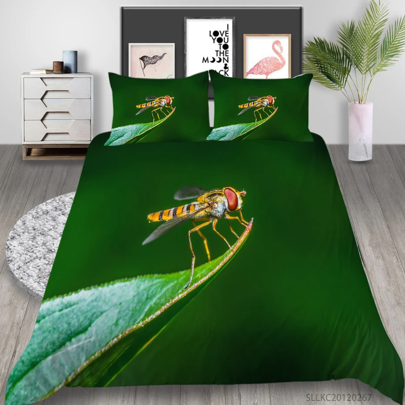 

3D Bedding Set for Insect Lovers Lifelike Fashion 3D Duvet Cover King Queen Twin Full Single Double Boys Kids Child Bed Gift