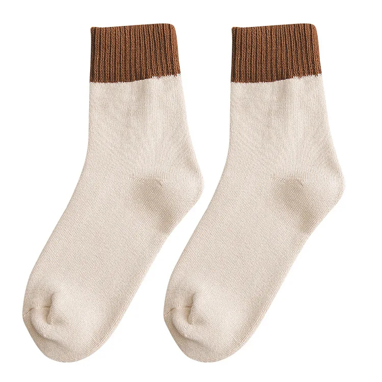 5 Pairs Winter Women Thick Velvet Warm Socks Terry Socks Towel Socks Solid Color Kawaii Korean Style Cat Lovely Cute Harajuku