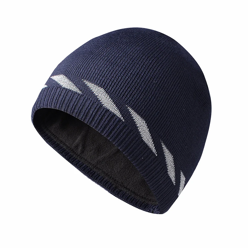 

Winter Plus Velvet Thickened Reflective Silk Knitted Hat Windproof Cold Warm Woolen Hat Night Outdoor Sports Reflective Hat