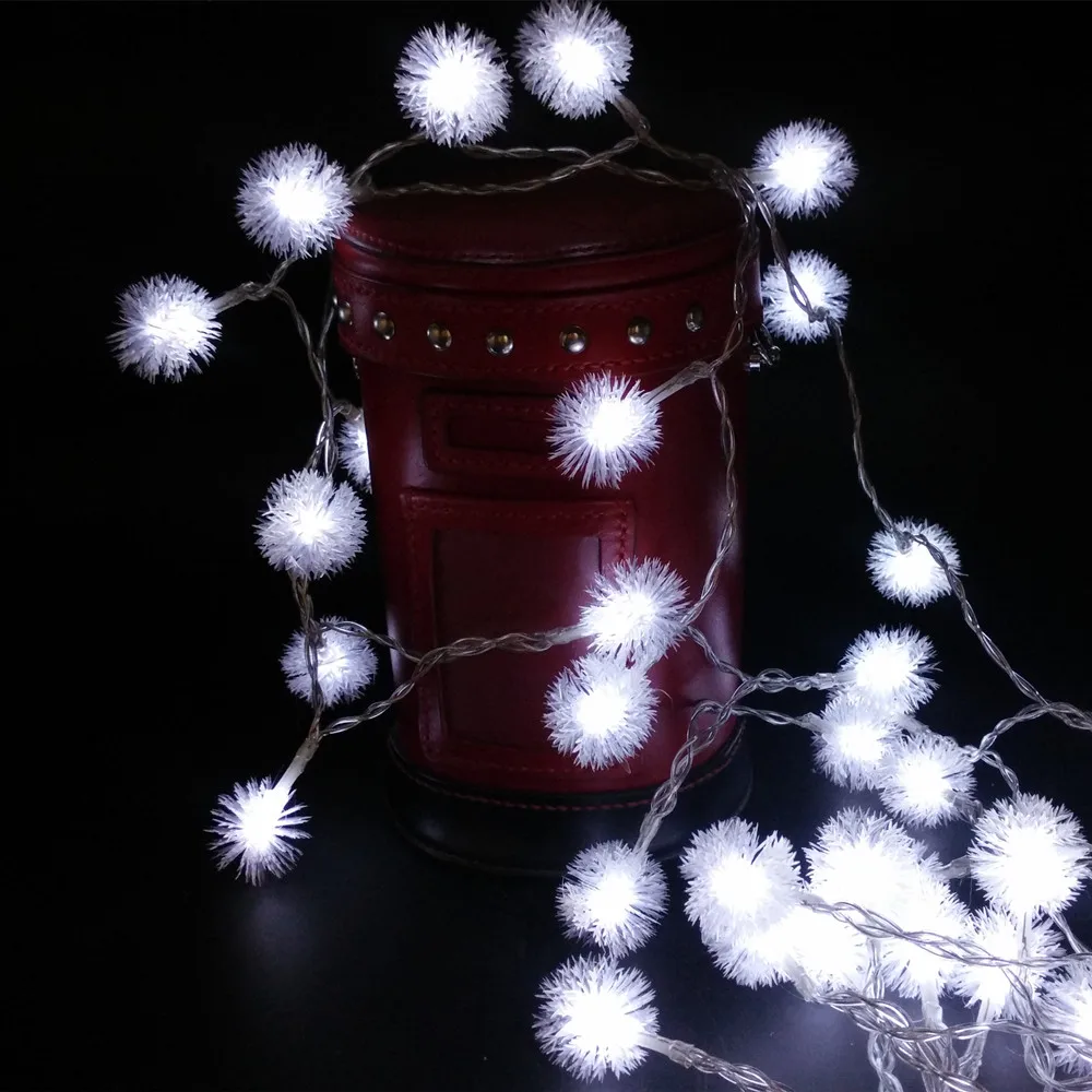 20/30LED пушистые шары Солнечная гирлянда водонепроницаемый свет для наружного