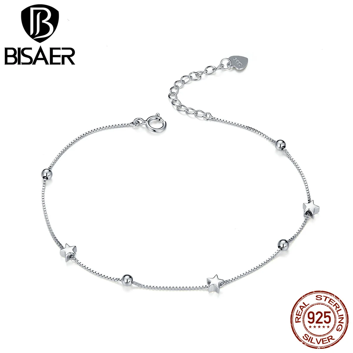 Женские браслеты из стерлингового серебра 925 пробы Star Pulseira BISAER роскошные