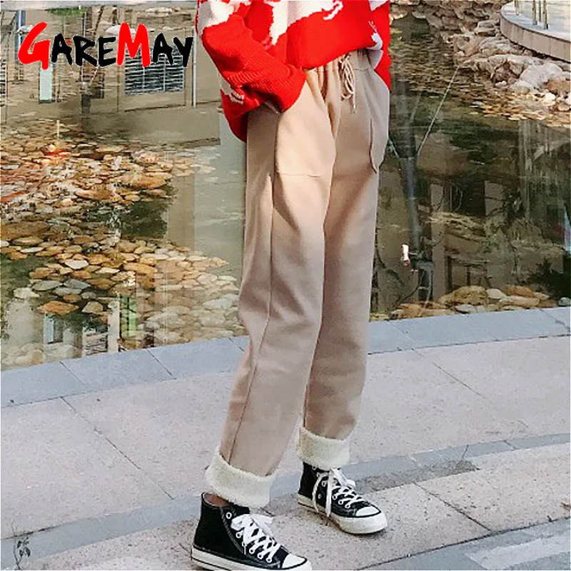 GareMay Women Winter Cashmere Harem Pants Thick Warm Female Loose Casual For Wide Leg Trousers | Женская одежда