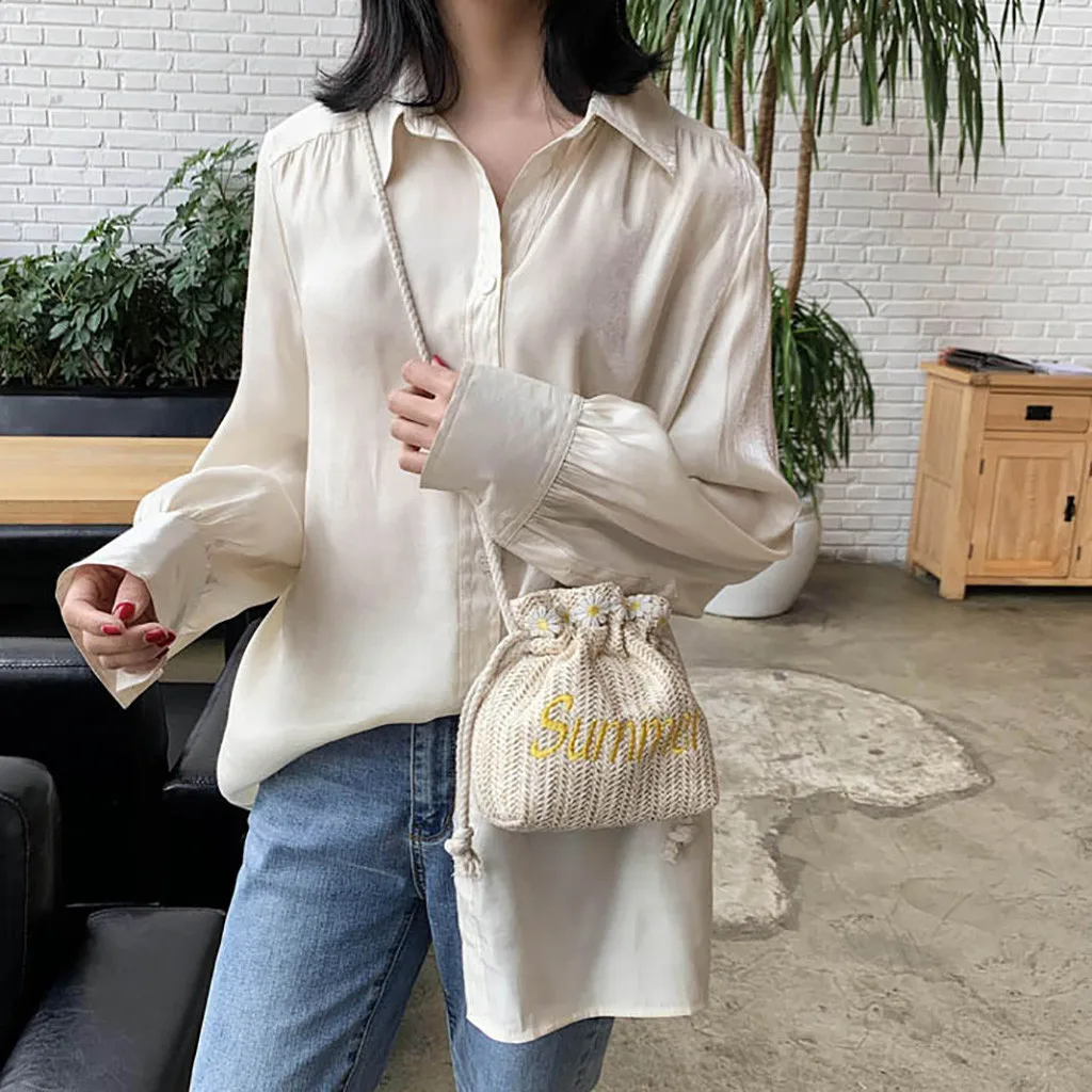 

Women's Fashion Retro Lace Woven Shoulder Bag Floral Handbag Woven Bag Beach Bag