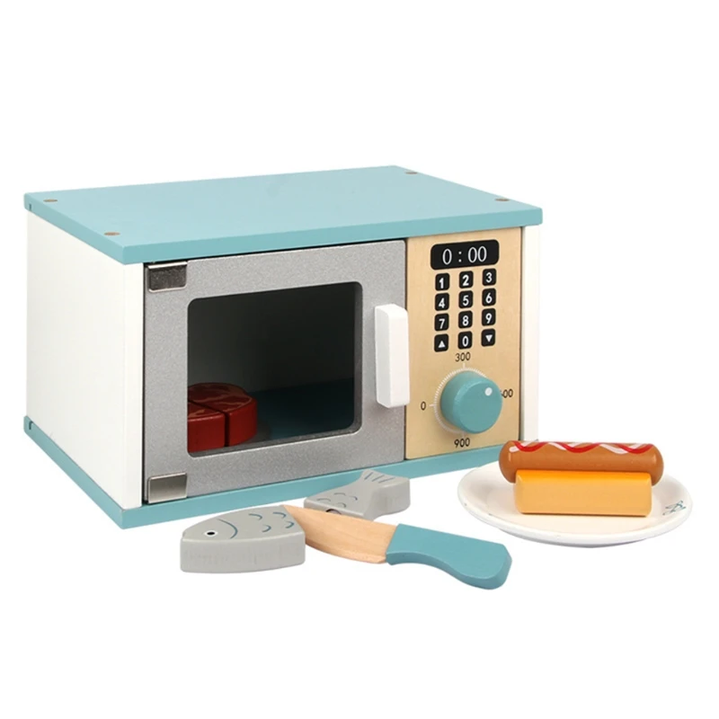

Kitchen Pretend Play Toy Simulation Wooden Microwave Oven Set Kids Children Early Learning Educational Toys