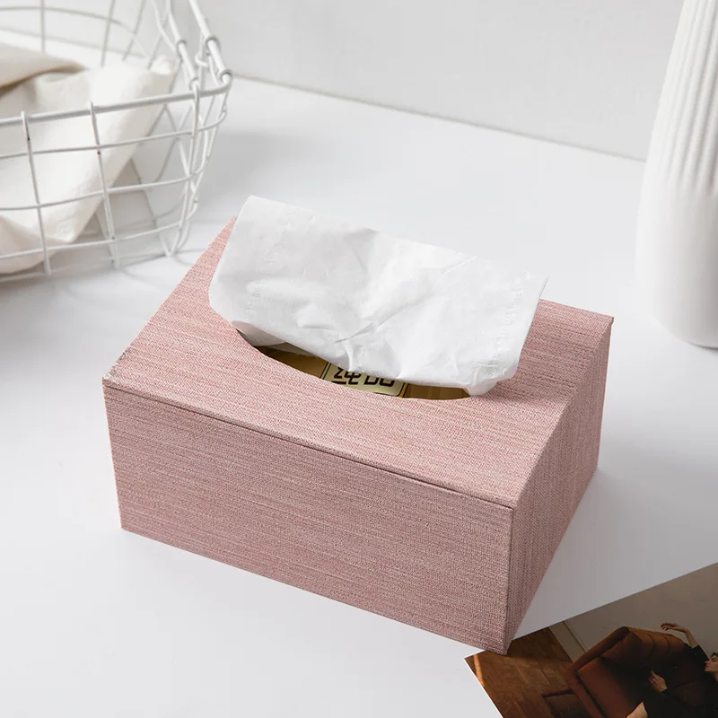

4 Colors Leather Tissue Storage Box Household Pumping Box Creative Tissue Box for Living Room Nordic Napkin Holder