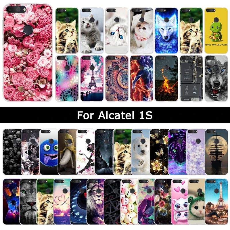 Цветы, рисунок с котом чехол для Alcatel Работает с любым оператором, 1 S 1 S чехол-накладка на заднюю панель из силикона и мягкого ТПУ с крышкой для Alcatels рисунком защитные кейсы-оболочки Coque