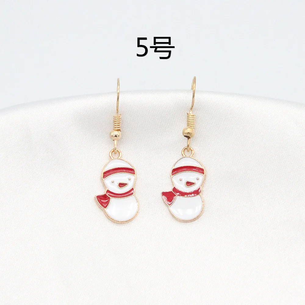 

New Christmas Earrings Cartoon Christmas Tree Snowman Elk Moon Dripping Earrings Ear Hook Earrings