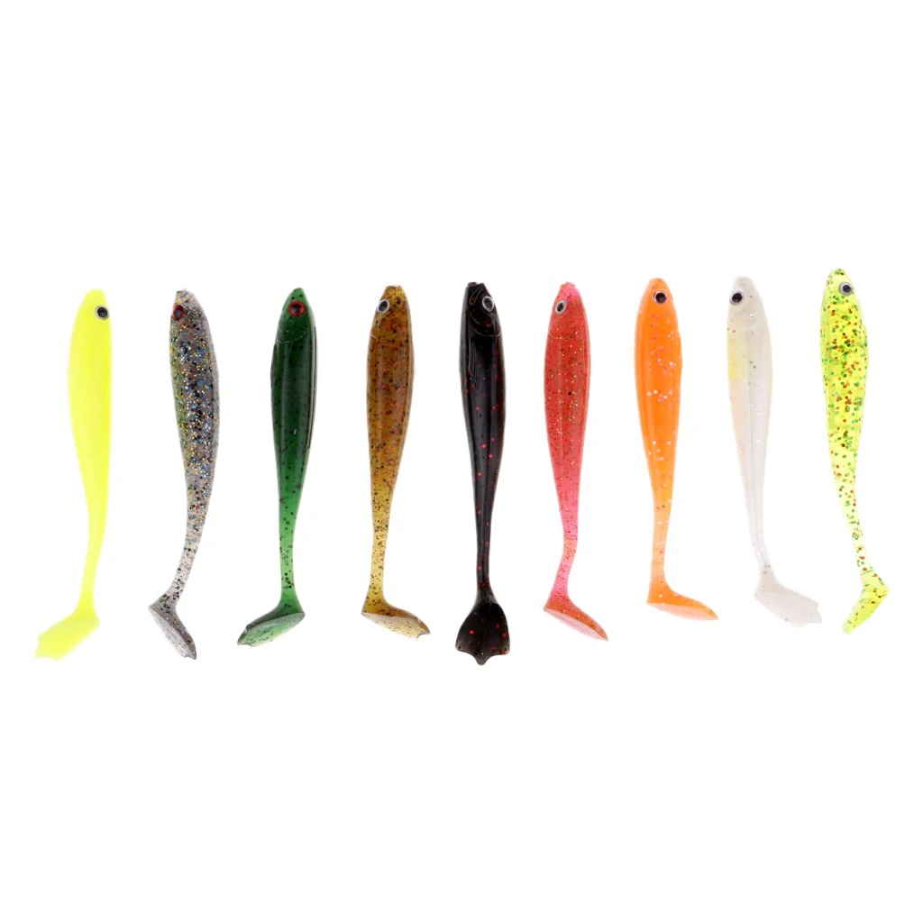 9 штук пакет мягкие наживки плавающие джиг голова приманки искусственные Т хвост