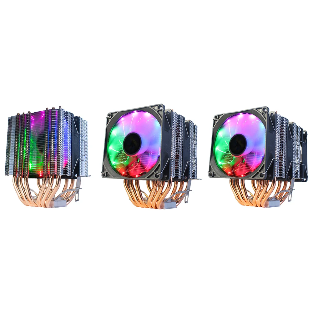 

CPU Cooler 4 Pin 6 Heatpipe Radiator RGB Colorful Light Heat Sink Desktop PC Case Cooling Fan Quiet Ventilador for AMD/Intel LGA