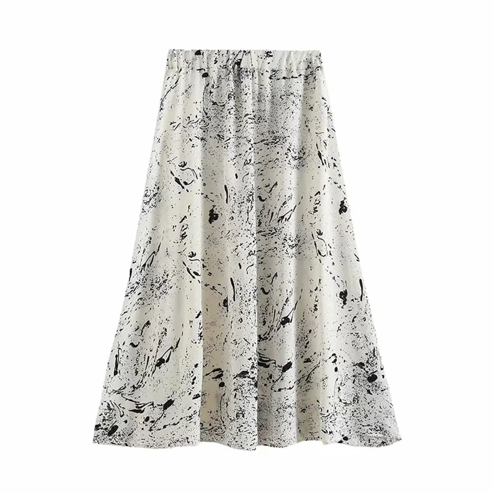 

BBWM в чернильную крапинку для юбка Для женщин высокой талией летняя длинная юбка Новинка 2021 или офисный стиль, элегантные юбки для женщин сре...