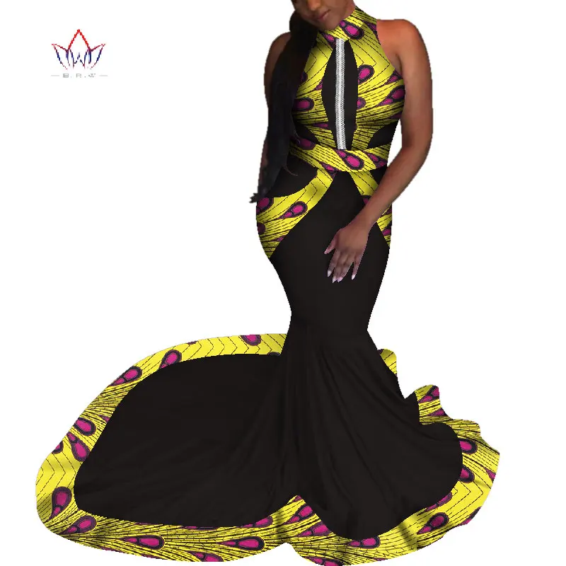 Mermaid African Dresses New Arrival sleeveless Floor Length Women Formal Occasion Dress Africa Evening Gowns for Women WY4647