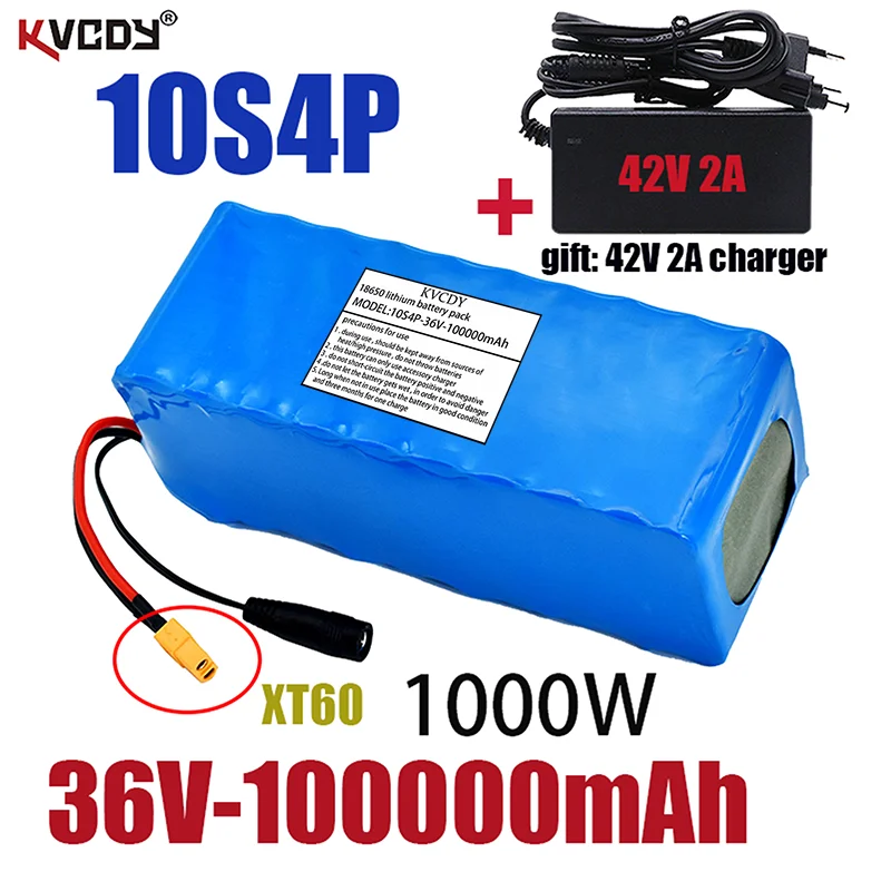 

100% original 10S4P 36V battery 100Ah battery pack 1000W battery 36V 100000mAh Ebike electric bicycle with BMS+Charger