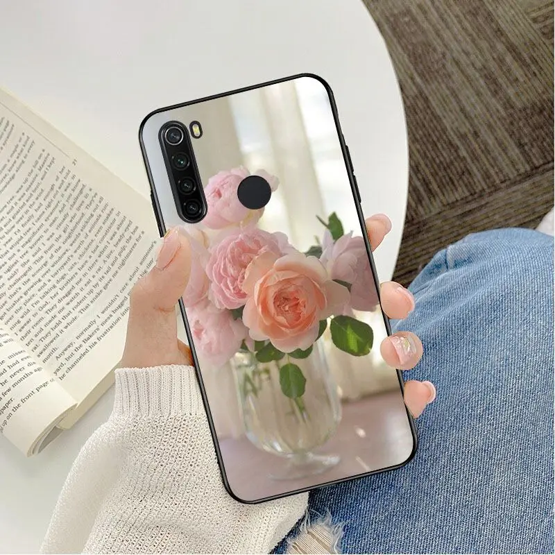 Elegant Pink Purple Peony On the Vase Drawing Phone Case For Redmi 5 6 5plus 6Pro 6A S2 4X Redmi 7 7A Cover case Mobile Cover