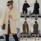 Пальто женское из искусственного меха, элегантная теплая мягкая длинная куртка C мехом плюшевая верхняя одежда, повседневная модная Шуба-Чебурашка, Осень-зима