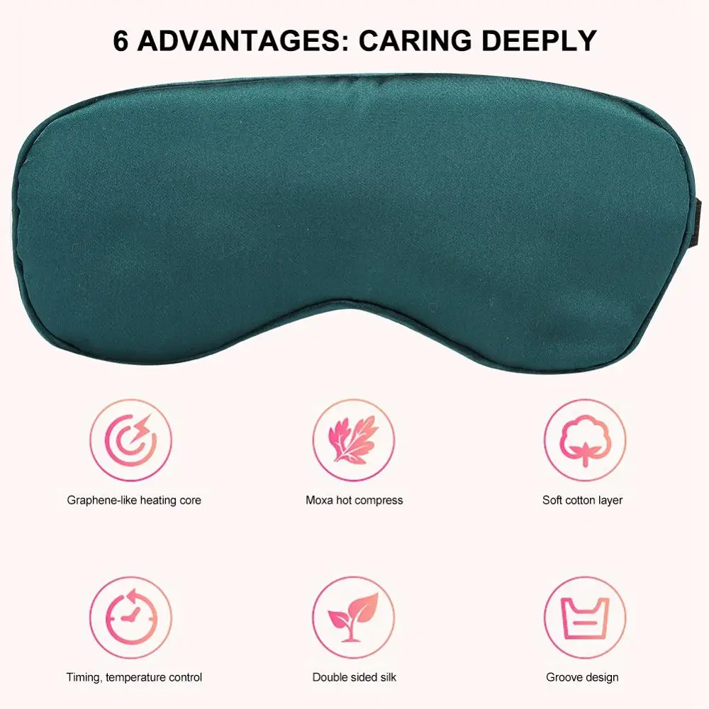 

USB Electric Heating Moxibustion Hot Compress Eyemask Wormwood Steam Therapy Relieve Eye Discomfort Improve Sleep Shading Goggle