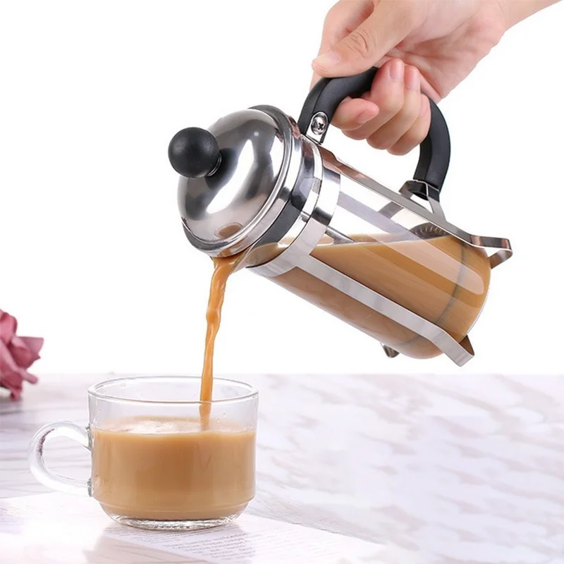 

Hot Sale French Press Coffee Maker Stainless Steel Glass French Press Pot Filter Cafetiere Tea Maker