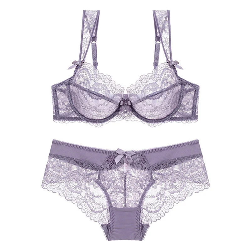 Сексуальный кружевной прозрачный бюстгальтер с камнями Ультратонкий комплект