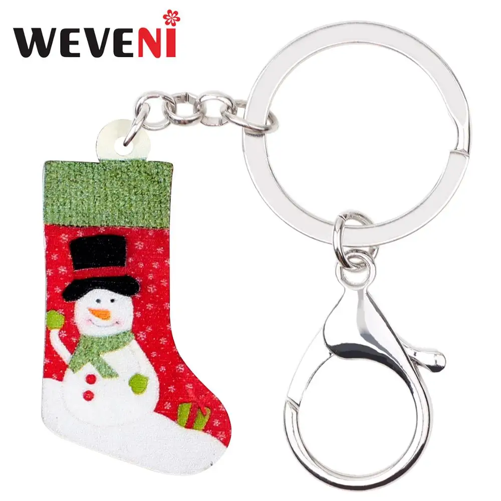WEVENI акриловые рождественские брелки для ключей с изображением снеговика носков