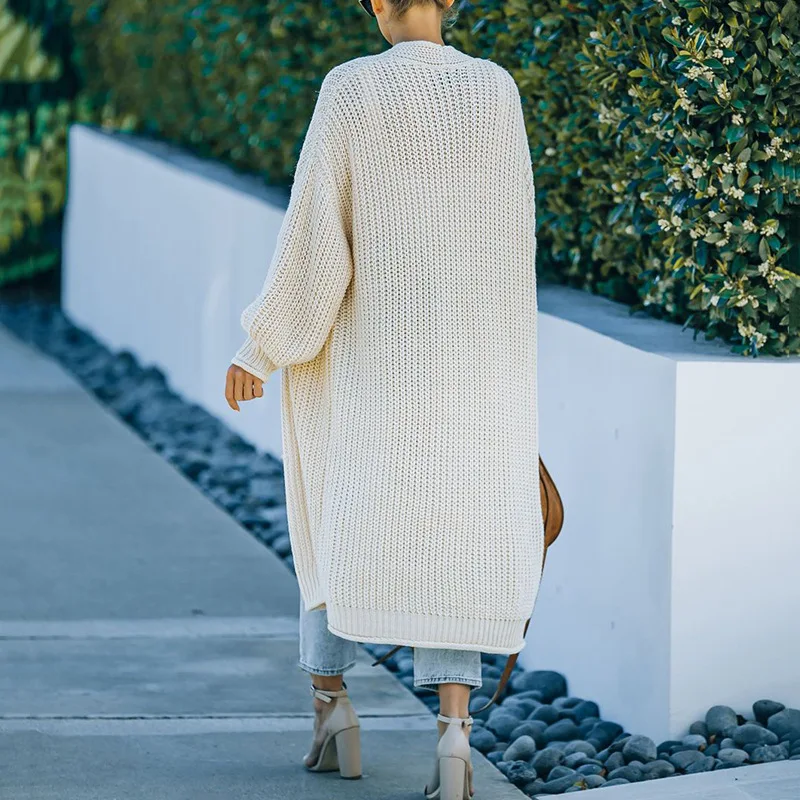 Укороченный длинный кардиган Женский Свитер оверсайз сезон осень-зима вязаный