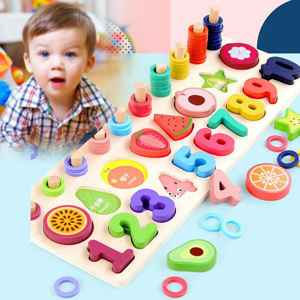 

Новинка 2021, деревянные игрушки-пазлы с цифрами и фруктами, Игрушки для раннего развития, развивающие игрушки, пазл, интерактивные игрушки дл...
