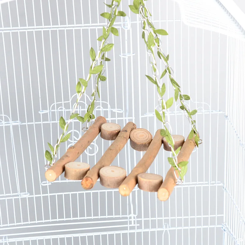 

Parrots Birds Swing With Bell Wooden Small Animal Cage Hanging Bed Toy Pet Supplies VJ-Drop