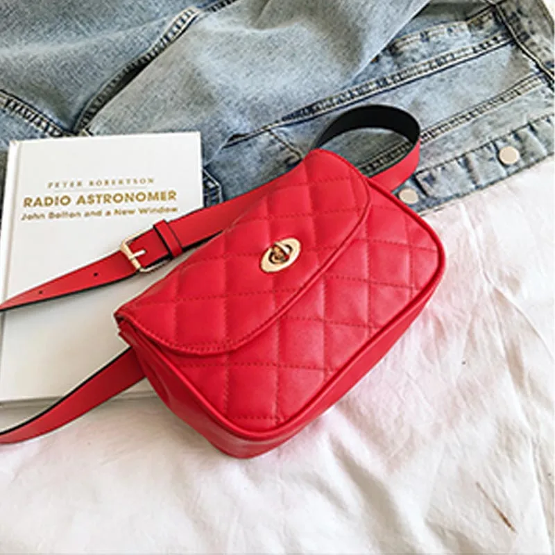 red Waist pack Женская сумка из искусственной кожи на талии, модная водонепроницаемая сумка на груди, однотонная сумка, женская сумка высокого качества, сумка через плечо - Цвет: red Waist pack
