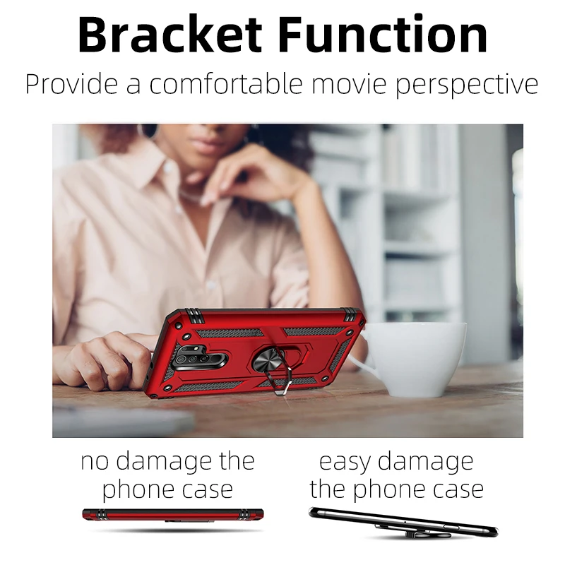 

Shockproof Phone Case For Xiaomi Redmi 9C NFC Case Mi 10 Ultra Note 9S 9 10 Pro 9A Armor Car Magnetic Holder Stand Ring Cover