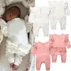 Комбинезон для новорожденных девочек 0-18 месяцев, Мягкий комбинезон с оборками, с длинным рукавом, цельный комбинезон, одежда для малышей, осень-весна