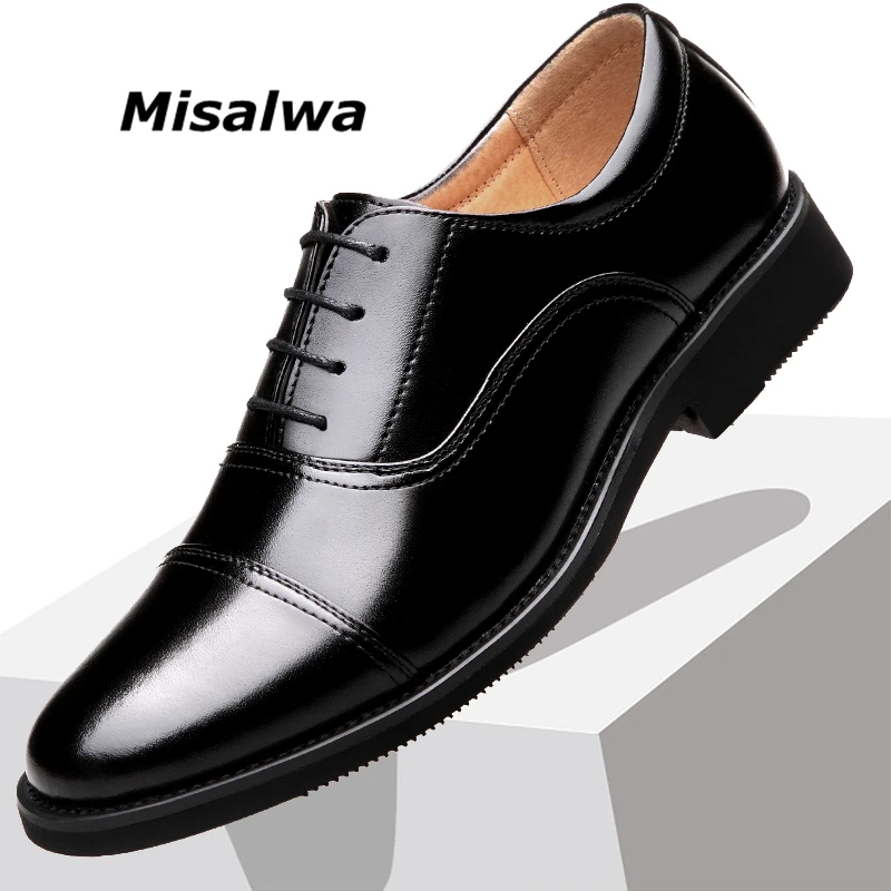 

Misalwa Triple joint Classic Officer Men Dress Shoes Armyman Wing-tip Derby PU Leather Elegant Suit Business Formal Oxfords