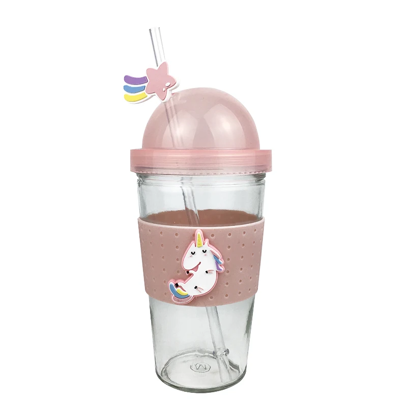 Новая модная вишня двухслойная стеклянная чашка Kawaii бутылка для воды для детей и взрослых с соломинкой милые бутылки для воды Bpa бесплатно герметичные чашки