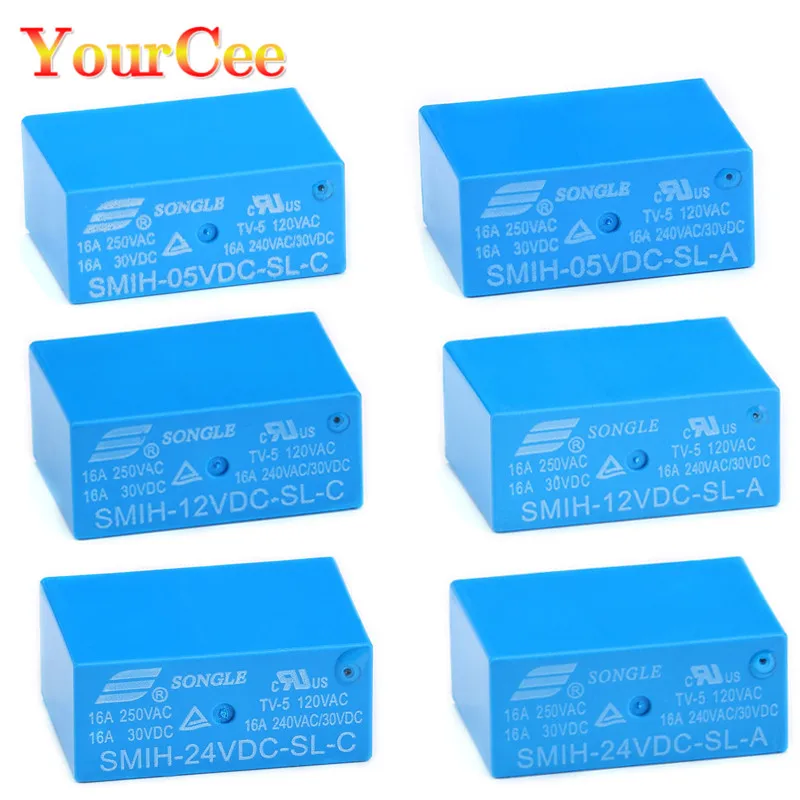 

5Pcs/lot SMIH-05VDC-SL-C SMIH-05VDC-SL-A SMIH-24VDC-SL-A SMIH 5V 12V 24V Relays 16A 250V 6PIN A Type 6 Pin C Type 8 Pin