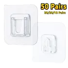 50 пар крючков, двусторонние настенные крючки на клейкой основе, многоразовые крючки для туалетной щетки, Нескользящие крючки для дома и кухни