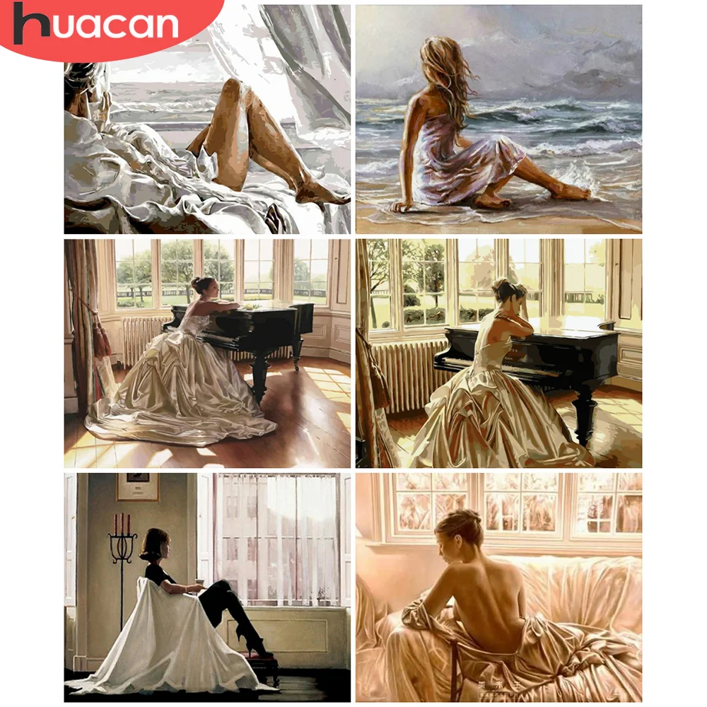 

Картины по номерам HUACAN, ручная роспись по номерам, для взрослых, украшение для дома, уникальный подарок